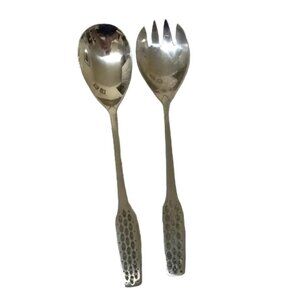 Vintage 1970s Viners Shape Pattern Stainless Steel Serving Spoons Set of 2